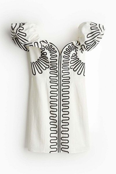 H&M Linen-blend off-the-shoulder dress