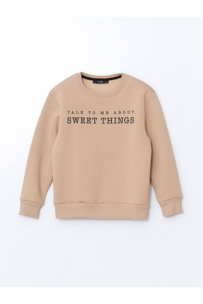LC Waikiki LCW Kids Crew Neck εμπριμέ φούτερ για κορίτσια