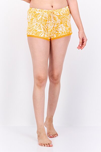 Undiz Women Allover Print Pajama Shorts, Yellow Combo