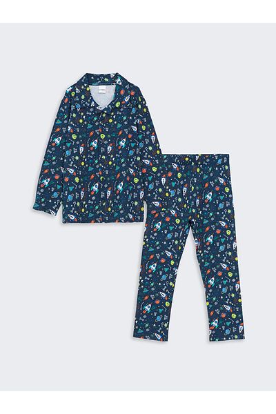 LC Waikiki Kids Shirt Collar Boy Pajamas Set