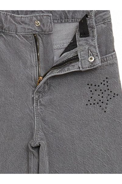 LC Waikiki Lcw Kids Girls' Jeans Pants with Adjustable Elastic Waist and Stone Print