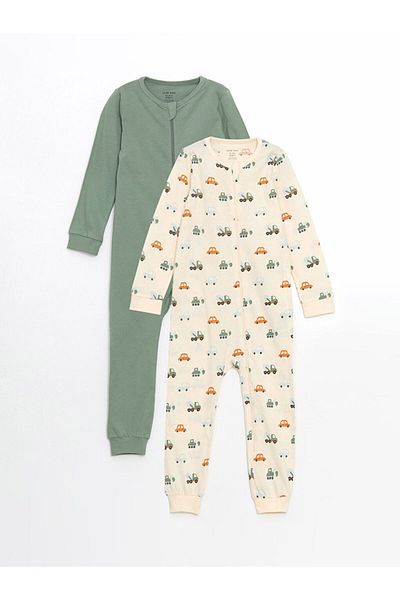 LC Waikiki LCW baby Crew Neck Printed Baby Boy Jumpsuit 2 pcs