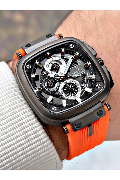 DAVID GUNER Function Orange Color Silicone Cord Men's Wrist Watch 8500Zq2