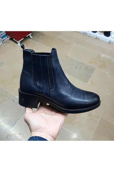 BELOX Women's Genuine Leather Orthopedic Non-Slip Rubber Sole Dark Blue Drive Classic Boots