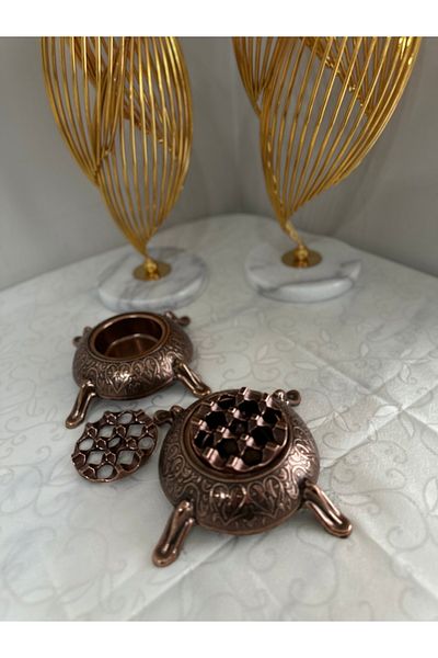 USD HOME Double Luxury Antique Copper Grid Ashtray
