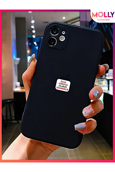 Molly حافظة سيليكون مخملية داخلية سائلة ذات زاوية مربعة باللون الأسود لهاتف آ...