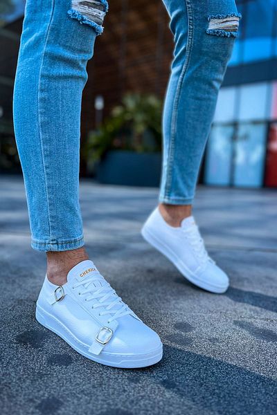 BZ Moda B191 Πλαϊνή αγκράφα - Ορθοπεδική σόλα Casual ανδρικά αθλητικά παπούτσια - CBT White