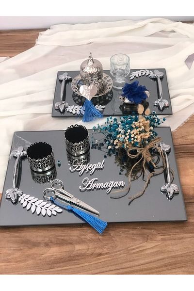 Masalsı Concept Fancy Words Engagement Tray Ring Risers Scissors Groom Coffee Cup Turkish Delight Cup