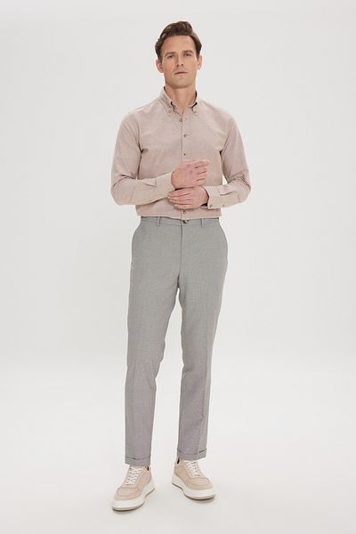 ALTINYILDIZ CLASSICS Ανδρικό καφέ-μαύρο Comfort Fit, χαλαρή εφαρμογή, πλαϊνές τσέπες, ελαστικό παντελόνι μέσης