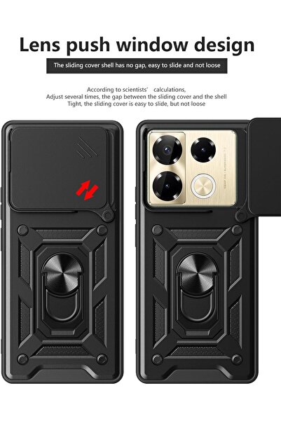 Fibaks Infinix Note 40 Pro Case Armor Tank Cover with Camera Protection Sliding Ring