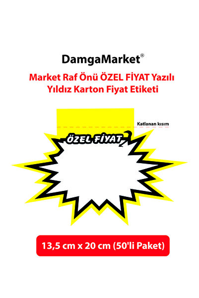 DamgaMarket Market Raf Önü ÖZEL FİYAT Yazılı Yıldız Karton Market Fiyat Etike...