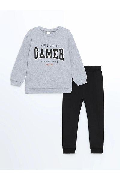 LC Waikiki Lcw Kids Gray Boys Sweatshirt and Sweatpants - Crew Neck Set of 2