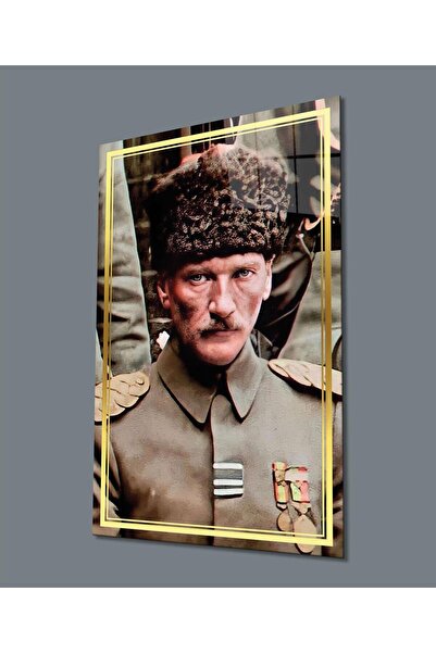 idealizbiz Πορτρέτο Ατατούρκ Κάθετη Γυάλινη Ζωγραφική Δώρο Μεγάλη Ζωγραφική Δ...