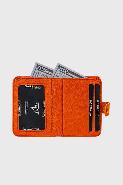 Garbalia Pedras Technical Leather Unisex Orange Wallet Card Holder with Lots of Card Compartments and Clear Id Compartments