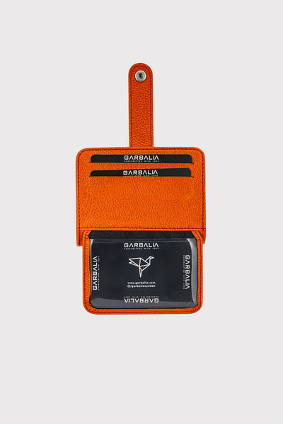 Garbalia Pedras Teknolojik Deri Bol Kart Gözlü Şeffaf Kimlik Bölmeli Unisex Turuncu Cüzdan Kartlık