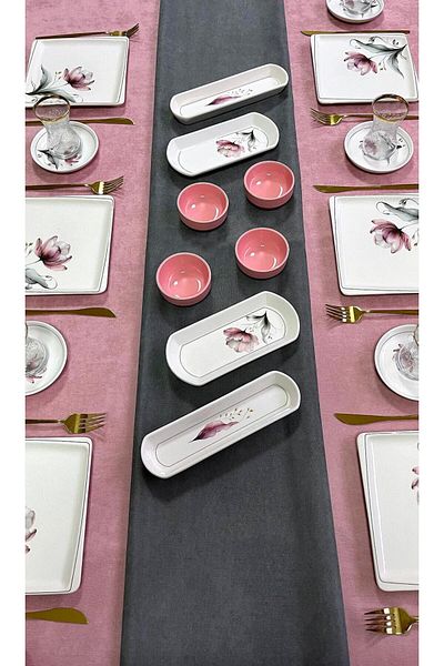 Erbaşlar Vivente Luxury Relief 20 Pieces Square Breakfast Set for 6