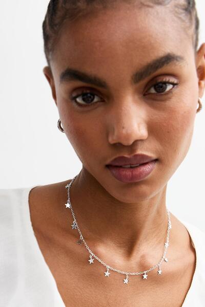 New Obsessions Gümüş Rengi Çoklu Yıldız Sallantılı kadın Kolye