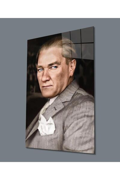idealizbiz Πορτρέτο Ατατούρκ Κάθετη Γυάλινη Ζωγραφική Δώρο Μεγάλη Ζωγραφική Δ...