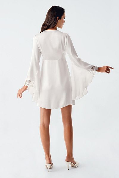 İmaj İmaj 104 Ecru Color Satin Spanish Sleeve 2-Piece Nightgown Set