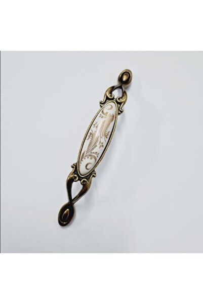 FESTIVALL MİRAY 96 mm Metal antik sarı beyaz  porselen desenli  / 5 ADET