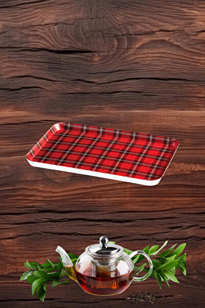 nazen Mimhome [32x22]cm 13"inch Ekose Kırmızı Tablet Sunum:horeca Pastacı Ser...