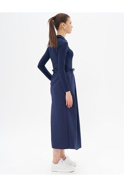 Kayra Fusta A-Line cu model abstract Bleumarin închis