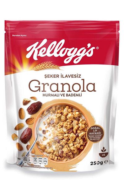 Kellogg's 250 Grams of Granola Without Additions - With Dates and Almonds, Contains 43% Oat, Fiber Source