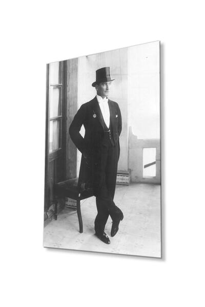 idealizbiz Ataturk staklena slika, 4mm izdržljivo kaljeno staklo, Ataturk sta...