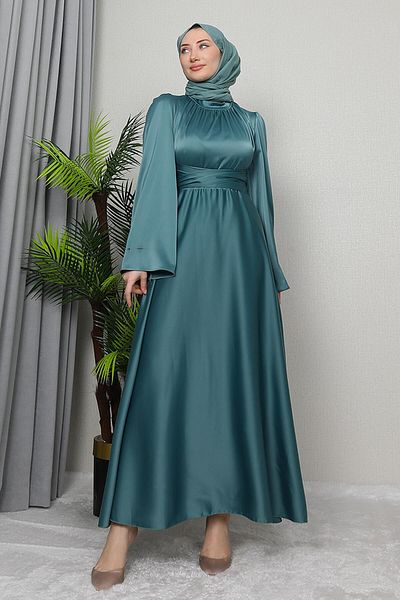 GİZ AGİYİM Rochie Hijab Nazlı Dark Mint