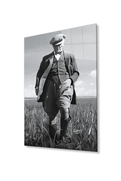 idealizbiz Ataturk Glass Painting 4mm Sticlă temperată durabilă, Ataturk Glass Wall Art