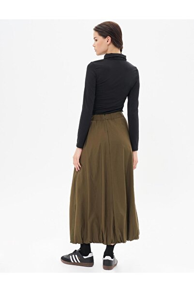 Kayra Metal Aksesuarlı Balon Etek Haki