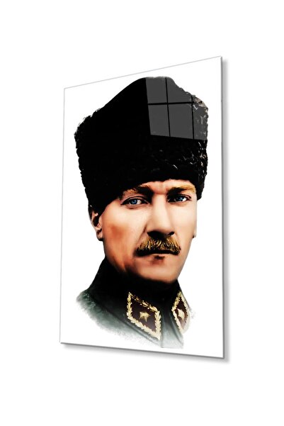 idealizbiz Ataturk Glass Painting 4mm Sticlă temperată durabilă, Ataturk Glass Wall Art