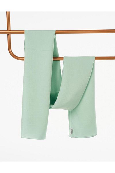 Kayra Mint Color Geometric Patterned Cotton Shawl