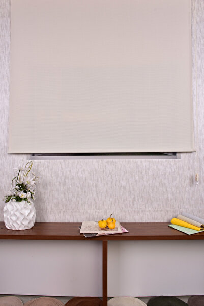 Setekshome Krem Düz Etek Dilimsiz Ds-screen 2 Stor Güneşlik Perde