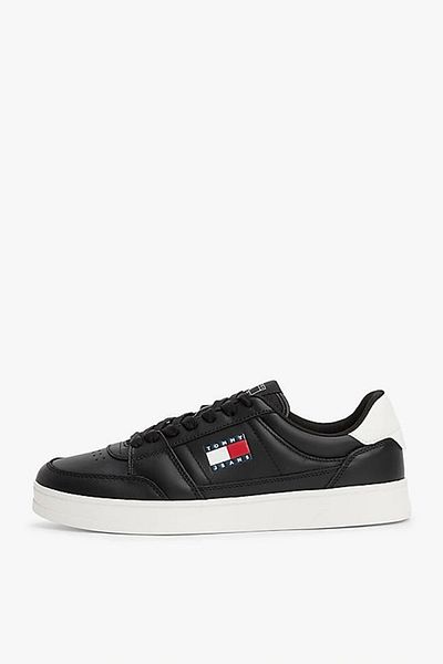 Tommy Hilfiger Μαύρο δερμάτινο αθλητικό παπούτσι - Άνετη επίπεδη σόλα με αναπνεύσιμη επάνω επιφάνεια EM0EM01574-BDS