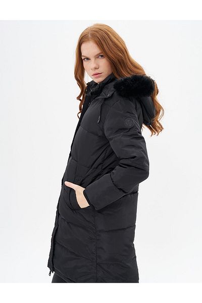 Kayra Goose Feather Padded Hooded Coat Black