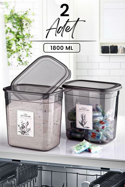 Kitchen Life 2 Large Size Rectangular Detergent Storage Box - 1800 ml - Detergent Set