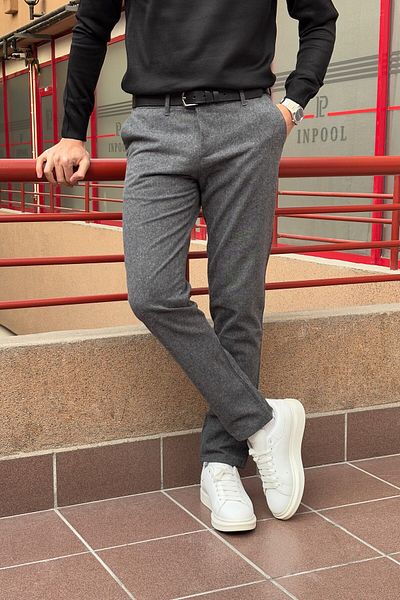 inpool Ανδρικό, Smoked, Slim fit, βαμβακερό υφαντό παντελόνι