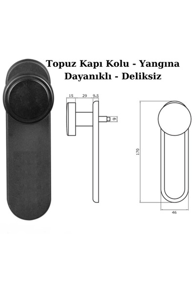 KAZİNİ Topuz Kapı Kolu - Yangına Dayanıklı - Deliksiz