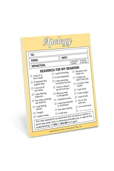 Knock Knock Apology Nifty Note