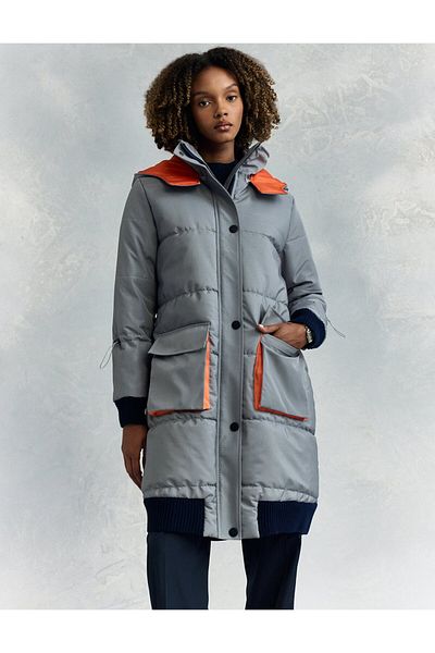 KYR Dirty Blue Quilted Anorak Coat - Υφασμάτινο γαρνιρισμένο