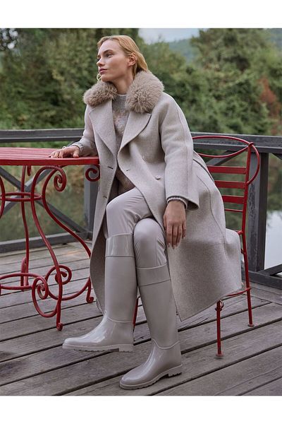 Kayra Mink Double Breasted Coat - Premium Wool Fur and Button