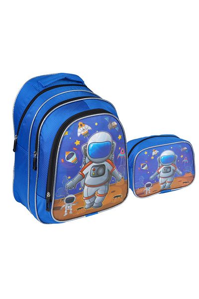 Relaxion Geantă de școală primară cu model astronaut albastru cu cutie de prânz 1312-5