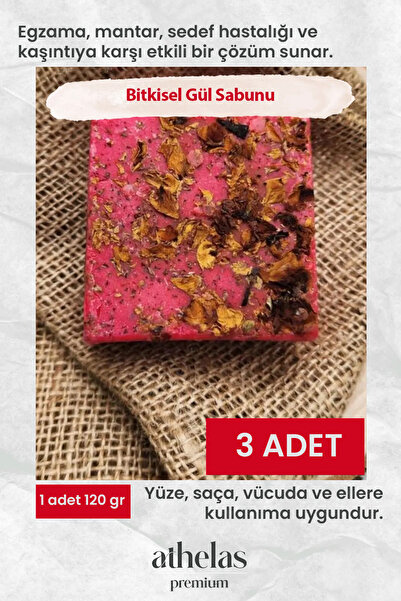 Athelas El Yüz Saç Vücut Cilt Bitkisel %100 Doğal Kokulu Orijinal Saf Gül Sab...