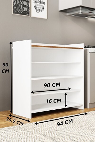 AEKA AE-3060 FORUM BEYAZ/ÇAM 4 KAPAKLI, 4 RAFLI, AYAKKABILIK, ÇOK AMAÇLI DOLAP, KAHVE KÖŞESİ, BALKON