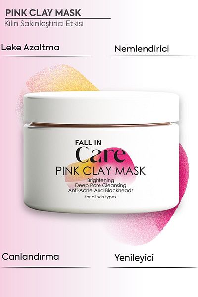FALL IN CARE 100ml Pink Clay Mask - Anti-Acne and Blackhead, Purifying and Pore Firming