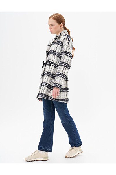 Kayra Παλτό σε κρεμ χρώματος καρό και μέσης