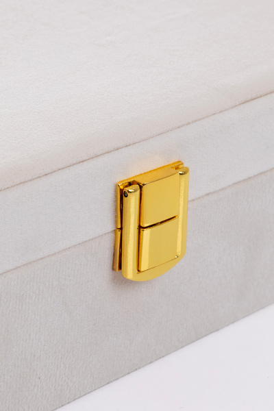 Ecrou Mirrored Beige Velvet Jewelry, Organizer, Jewelry Box Organizer 25 X16 X 7 cm