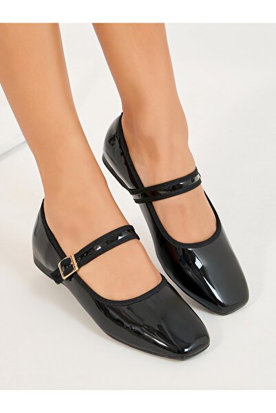 Styli Tokalı Kayışlı Patentli Balerin Ayakkabıları