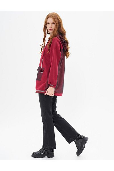 Kayra Red 3 Thread Shiny Stone Sweatshirt
